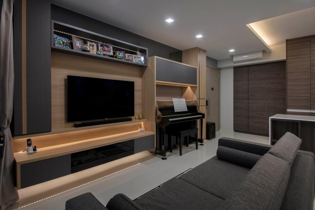 Terrace Interior, Terrace Design, Interior Design Singapore, Interior Design Projects, Ceiling Painting, Condo Living Room, Box Houses, Box Design, Feature Wall