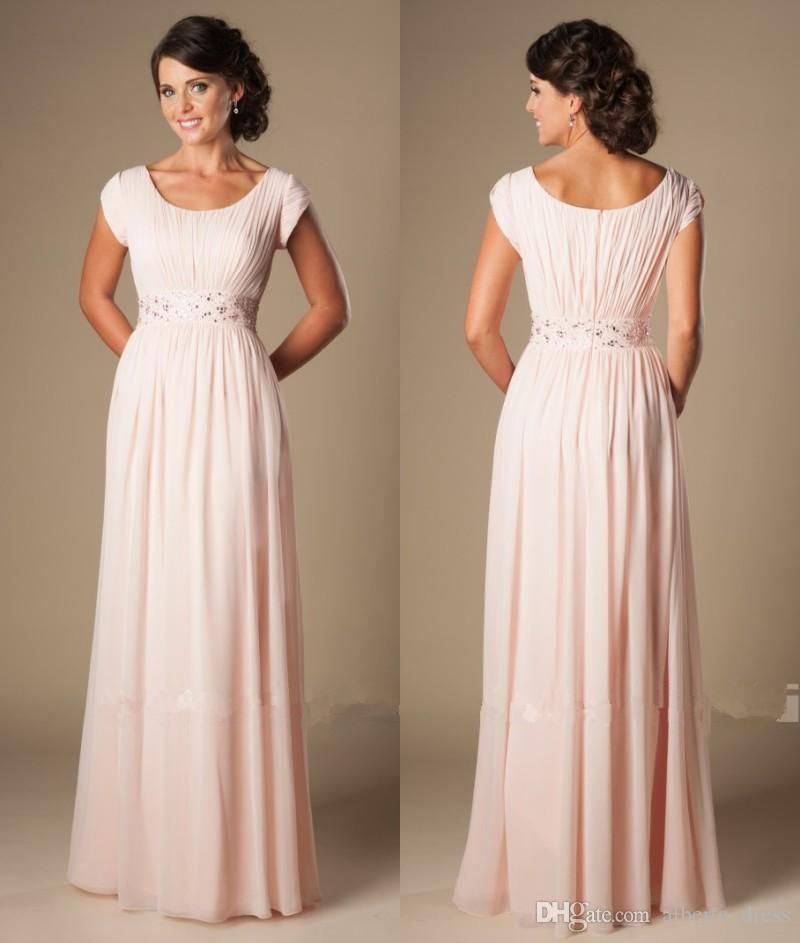 modest blush bridesmaid dresses