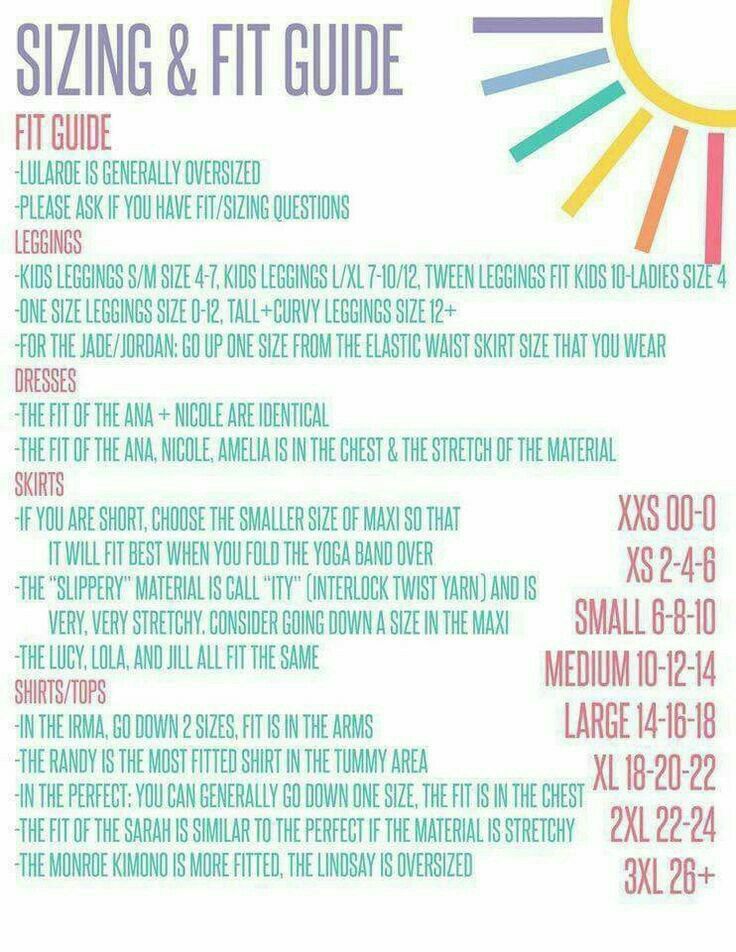 Lularoe Jana Size Chart