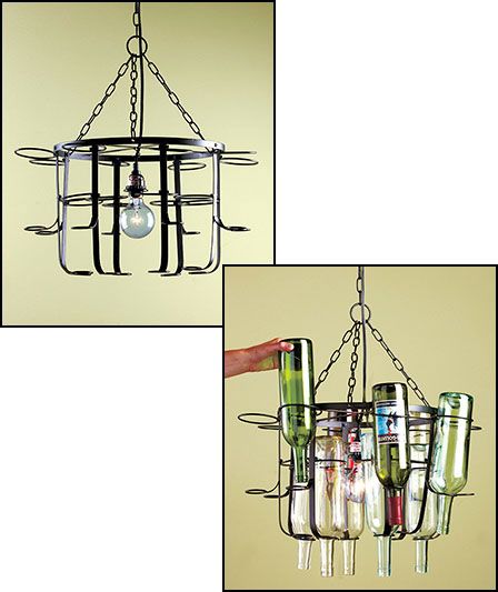 Wine Bottle Chandelier Craft Bottles N Gl Pinterest Wine Bottle Chandelier Combine Your Empty Bottles With This Frame To Give Kitchen Or Dining E Artistic Impact