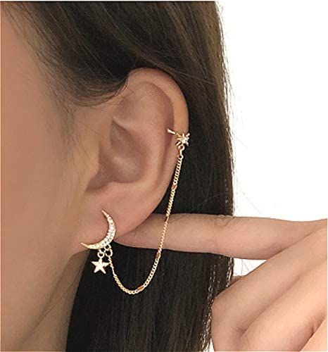 Amazon.com: Sither Women Earring with Cuff Chain for Girls Ear Clips Ear Wraps Cuff Earrings Dangle Earrings Helix Cartilage Clip On Christmas Jewelry Gift for Her(1 Piece): Clothing Girly Jewelry, Ear Jewelry, Stylish Jewelry, Pretty Jewellery, Cute Jewelry, Jewlery, Helix Earrings, Chain Earrings, Earring Cuff Chain