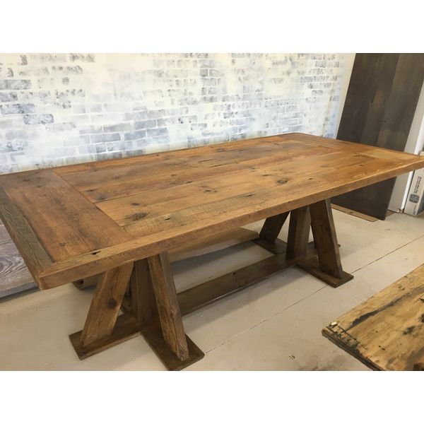 Reclaimed Wood Trestle Base Dining Table Farm 8 Ft Reclaimed Wood Trestle Base Dining Table Farm 8 Ft 2 500 Liked On Polyvore Featuring Home Furniture Tables