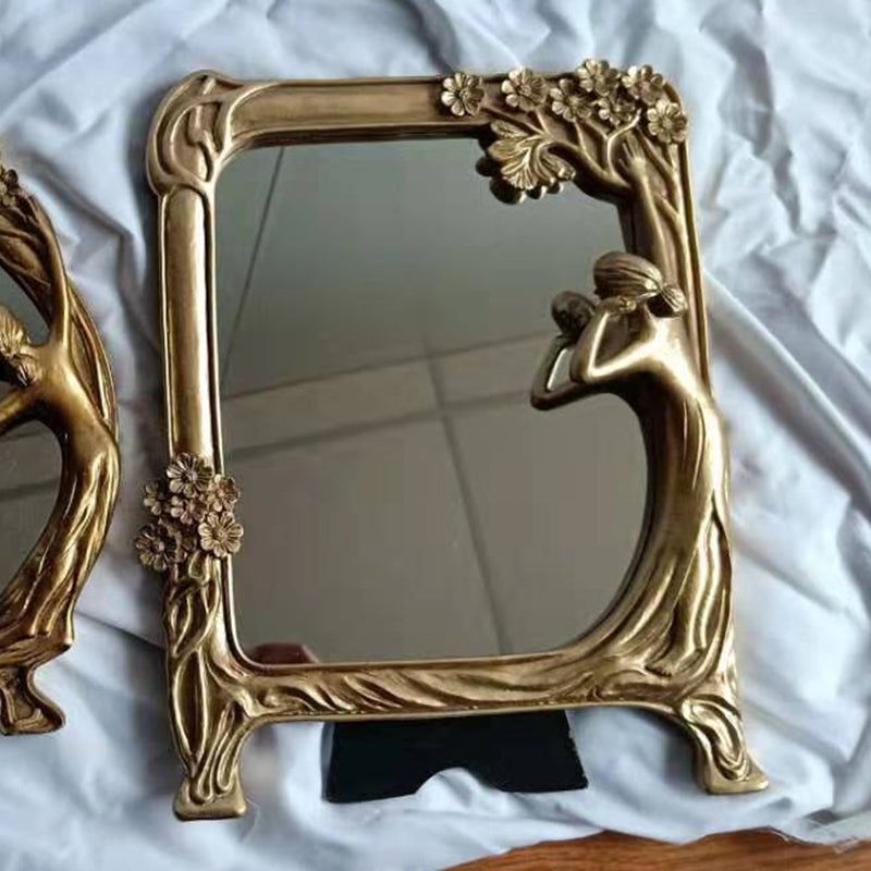 Girl Mounted Decorative Golden Wall Mirror For Decoration Aesthetic Look, Retro Wall, Discount Coupons, Victorian Fashion, Festivals, Mirrors, Living Rooms, Dresser, Bedrooms