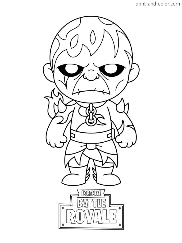 Fortnite battle royale coloring page Fire King Chibi Skin Season 8 