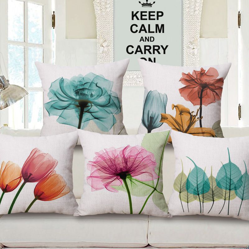Ink Painting Flowers Cotton Linen Pillow Case Tulips Sofa Cushion Cover 45x45cm Home Textiles From And Garden On Banggood Com Throw Bed Design Cases Ink Painting Flowers Cotton Linen, How To Get Ink Out Of Sofa Cushion