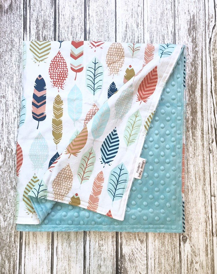 Modern baby blanket-soft and cuddly-baby girl blanket-baby shower gifts feather baby blanket