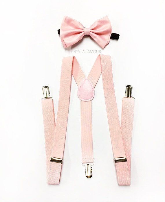 Blush Pink Bow Tie Mens Suspenders Blush Pink Suspenders | Etsy Burgundy Bow Tie, Pink Bow Tie, Quince Chambelanes Outfits Pink, Pink Quince Theme, Pink Suit Men, Pink Groomsmen, Pretty Quinceanera Dresses, Quinceanera Ideas, Pink Tuxedo