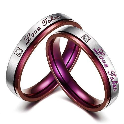 Personalized Titanium Steel Love You Purple Couple Rings EverMarker