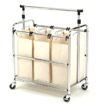 Seville Classics Mobile 3 Bag Heavy Duty Laundry Hamper Sorter Cart She16166 The Home Depot 1000 In 2020 Laundry Sorter Laundry Hamper Laundry Sorting