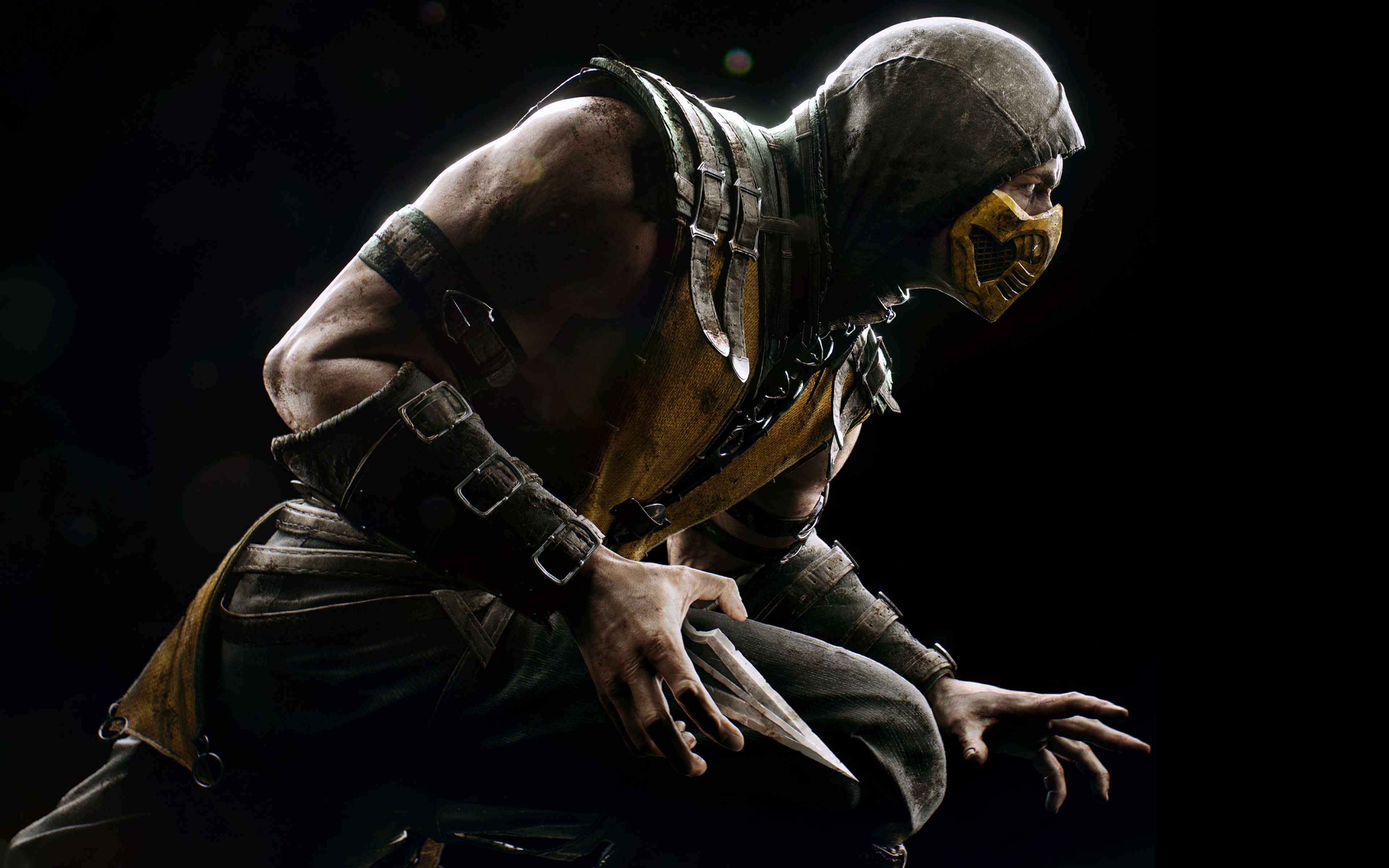 Download Wallpaper 3840x2400 Mortal Kombat X Scorpio Ninja Pose Ultra Hd 4k Hd Background Mor Eglence