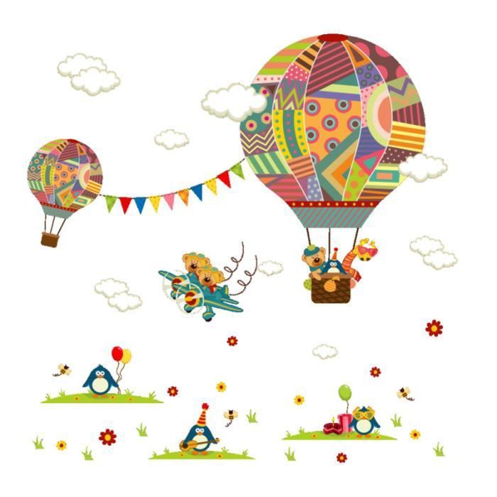 1PC autocollant mural ballon à Air chaud non toxique dessin animé amovible pour la classe de OBJET DE DECORATION MURALE