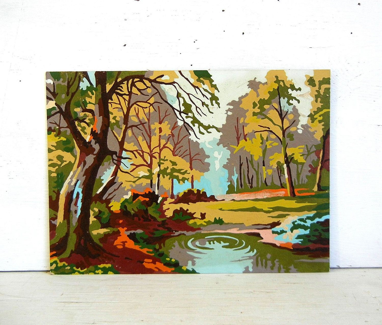 Vintage Forest Paint By Number Painting Pond PBN Painting Etsy
