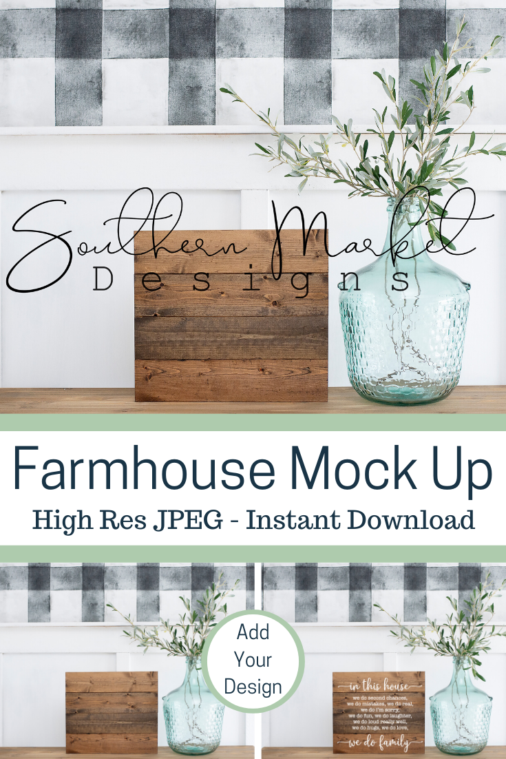 Wood Sign Tiered Tray Wood 6x6 Sign Mock Up White Wood Mock Up Styled Product Stock Photography Farmhouse Wood Sign Mock Up