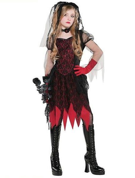 Gothic Evil Vampire Bride Black Red Wedding Child Costume Halloween 5 Pcs New Costumesusa Bride Costume Halloween Bride Costumes Party City Costumes