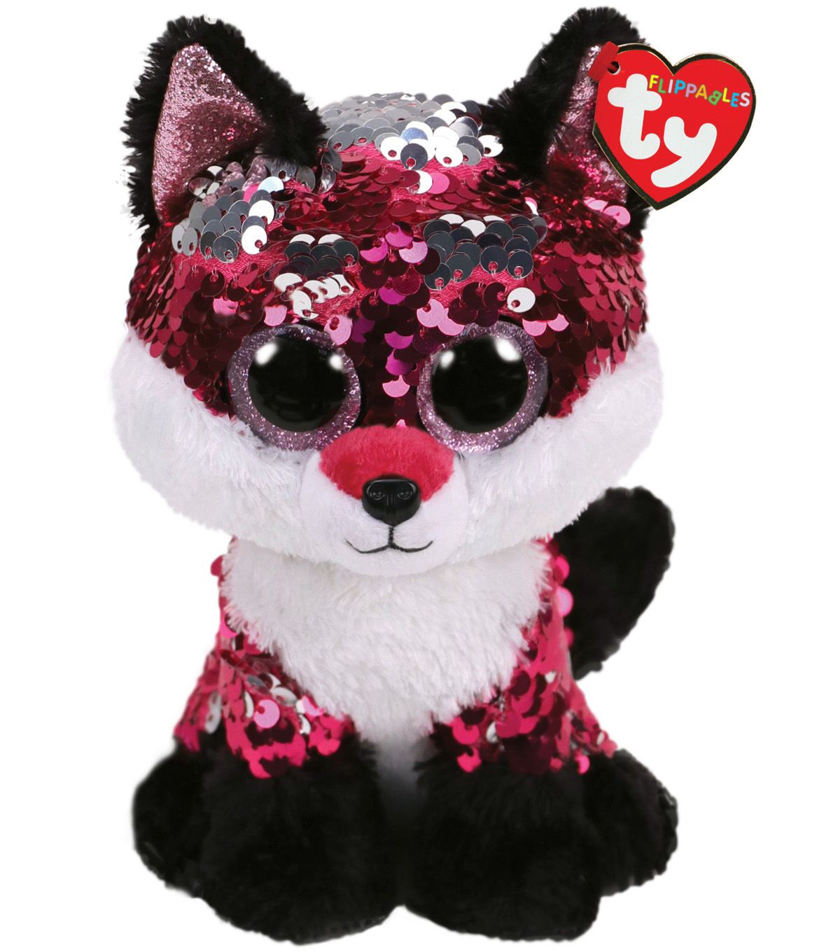 2019 TY Flippables Sequins 3/" JEWEL Fox Beanie Boo Plastic Key Clip Plush MWMTs