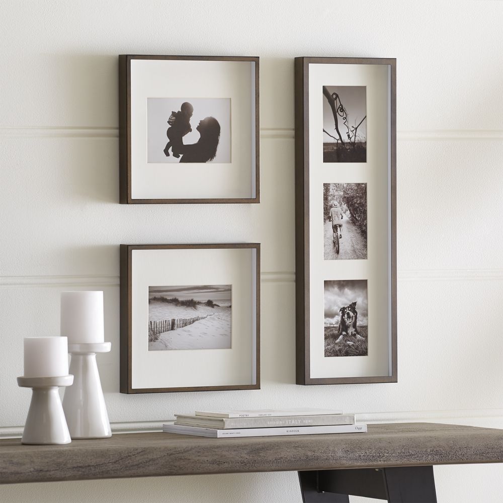 Brushed Antique Bronze Picture Frame Gallery, Set of 3 Picture frames