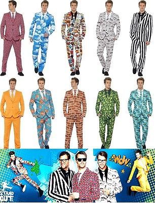 NEW MENS STAND OUT SUIT STAG FUN FANCY DRESS COLOUR UNION JACK CRAZY SMART PARTY