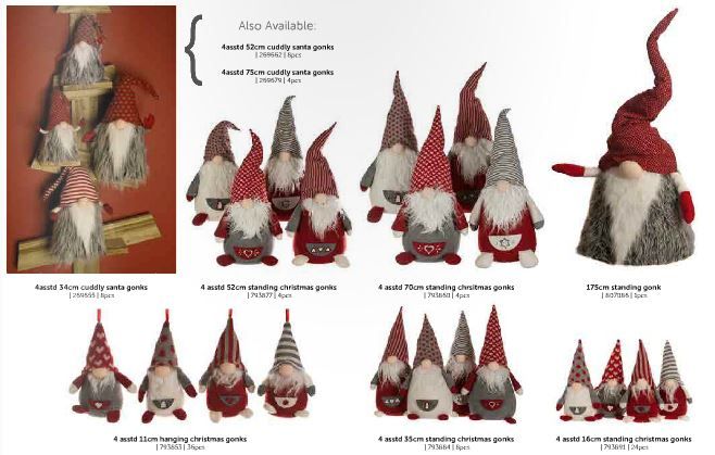 Hearts Hat Festive 34cm Cuddly Santa Gonk Indoor Christmas Decoration