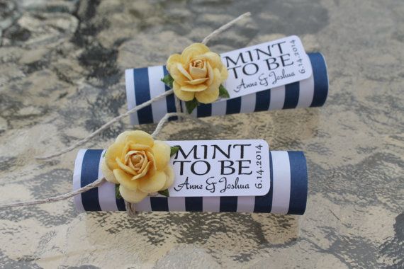 Mint Wedding Favors Set Of 24 Rolls To Be Mint Wedding Favors Set Of 24 Rolls To Be With Personalized Tag Navy Yellow Nautical Stripe On Etsy 43 20