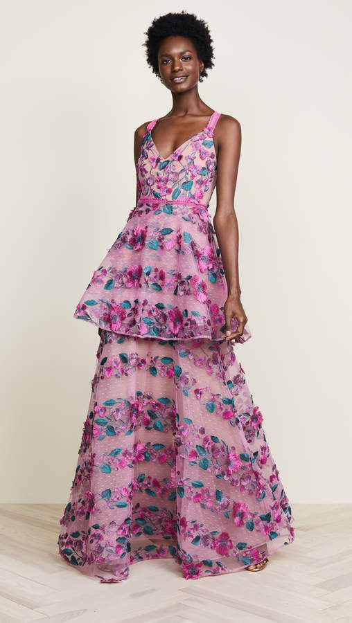 Fringe Fl Tiered Gown In 2018 Products Pinterest Dresses Marchesa Fringe Fl Tiered Gown