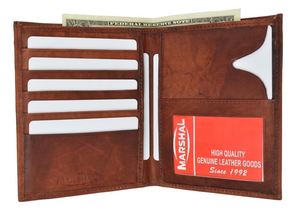 Men/'s Genuine Cowhide Leather Slim Hipster Bifold Credit Card ID Wallet New