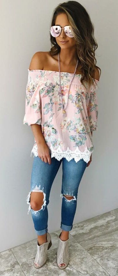 Pin on Shoes spring #outfits Pink Floral Off The