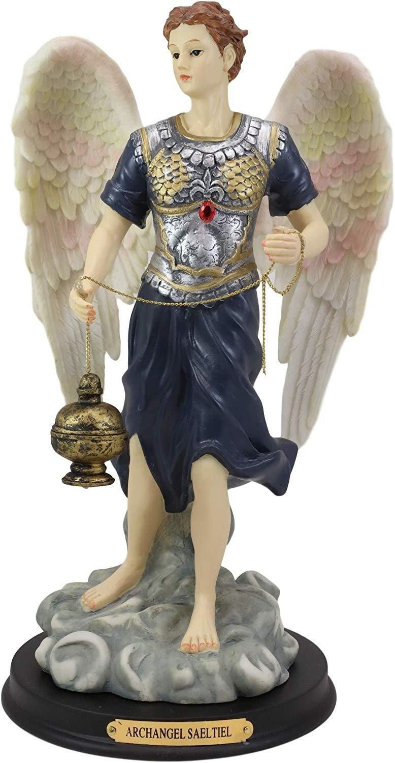 Ebros Byzantine Colorful Archangel Sealtiel Statue With Brass Name Plate 12 H Church Icon Archangels Statue