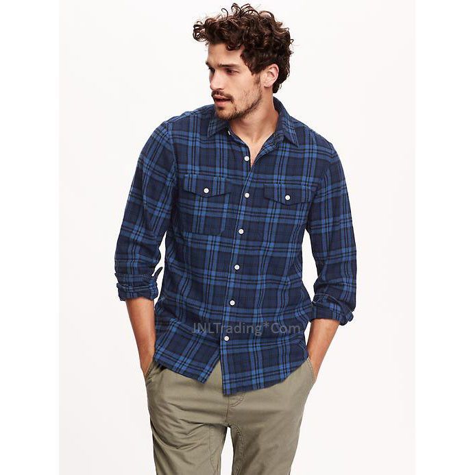 Old Navy Men Classic Regular-Fit Long Sleeve Plaid Flannel Shirt 100% cotton | Long sleeve plaid
