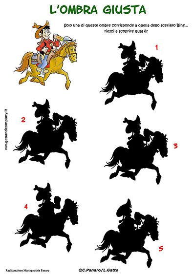 Quale sarà l'ombra giusta dello sceriffo Bing? Osserva bene e lo scoprirai! #giochi #giochiperbambini #logica #ragionamento #memoria #scuolaprimaria #scuoladell'infanzia #bambini #enigmistica #divertimento #bambini #educare #maestra #geoandcompany Ombra, Book Activities, Books, Classroom, Libros, Book, Book Illustrations, Libri