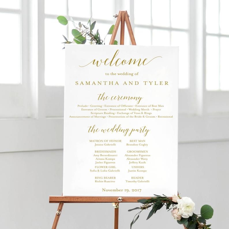 Printed Wedding Welcome And Program Print Calligraphy Welcome