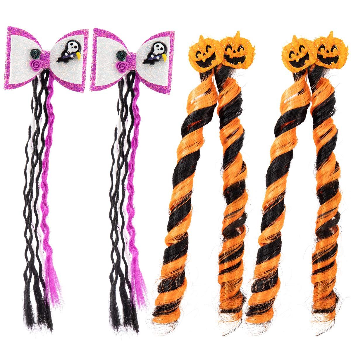 4 Pcs Halloween Kids Hair Wig Clips-Kids Hair Extensions Princess Hair Clips in Biclor Wig for Cosplay Festival Party Costumes Hair Accessory