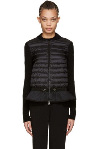 moncler black down knit peplum jacket moncler black down knit peplum jacket