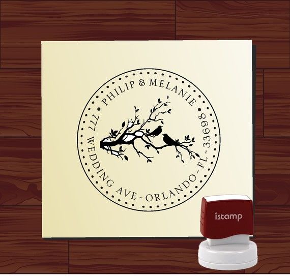 Love Birds On Swirl Branch Custom Rubber Stamp Personalized Etsy Stamps Wedding Saving Custom Rubber Stamps Wedding