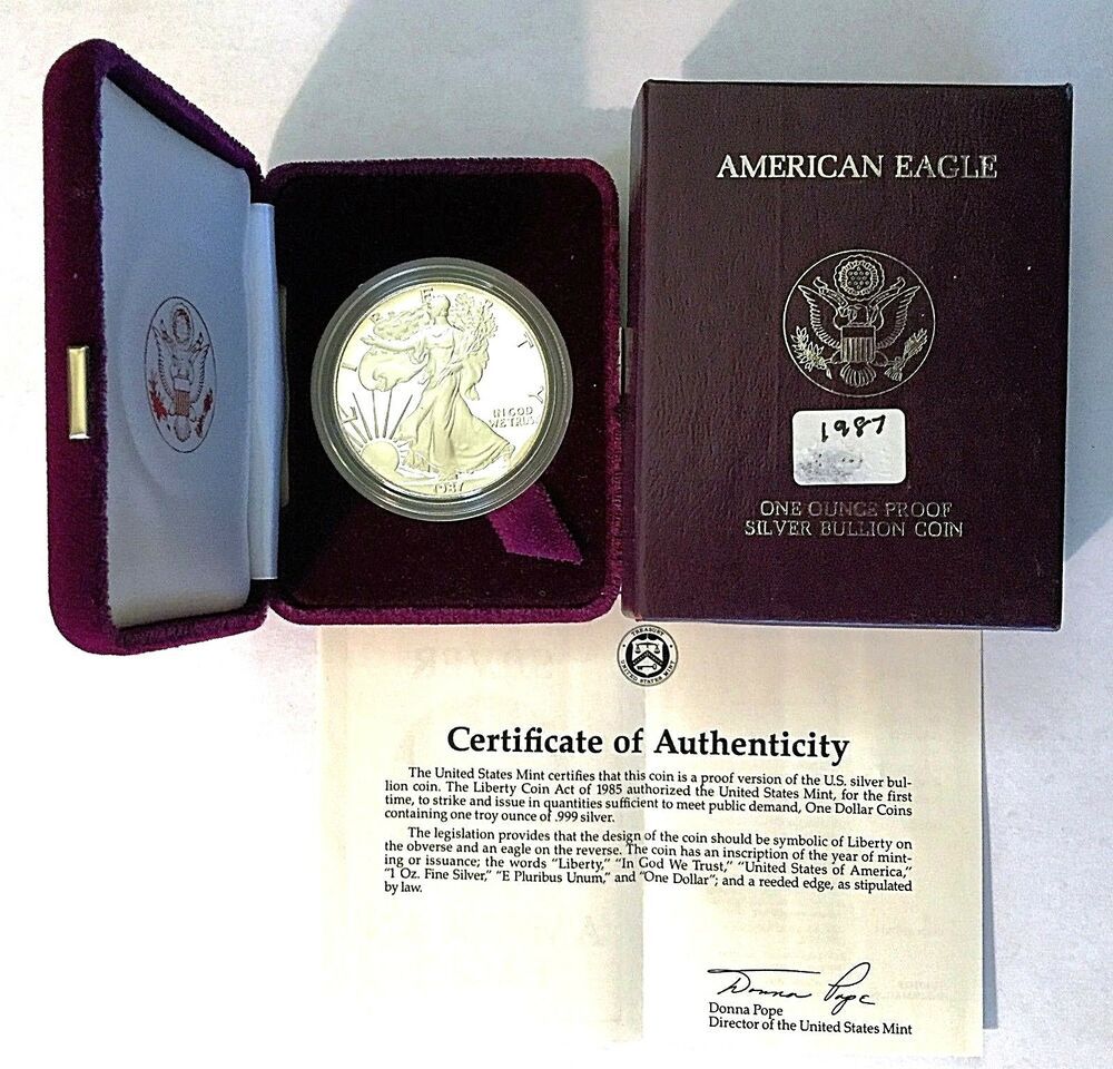 2001-W Proof 1oz American Silver Eagle Dollar Coin w// Box /& COA MINT PERFECT