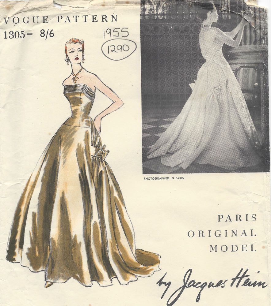By Nina Ricci 1344 1963 Vintage Vogue Sewing Pattern B34 Vestido Y Capa