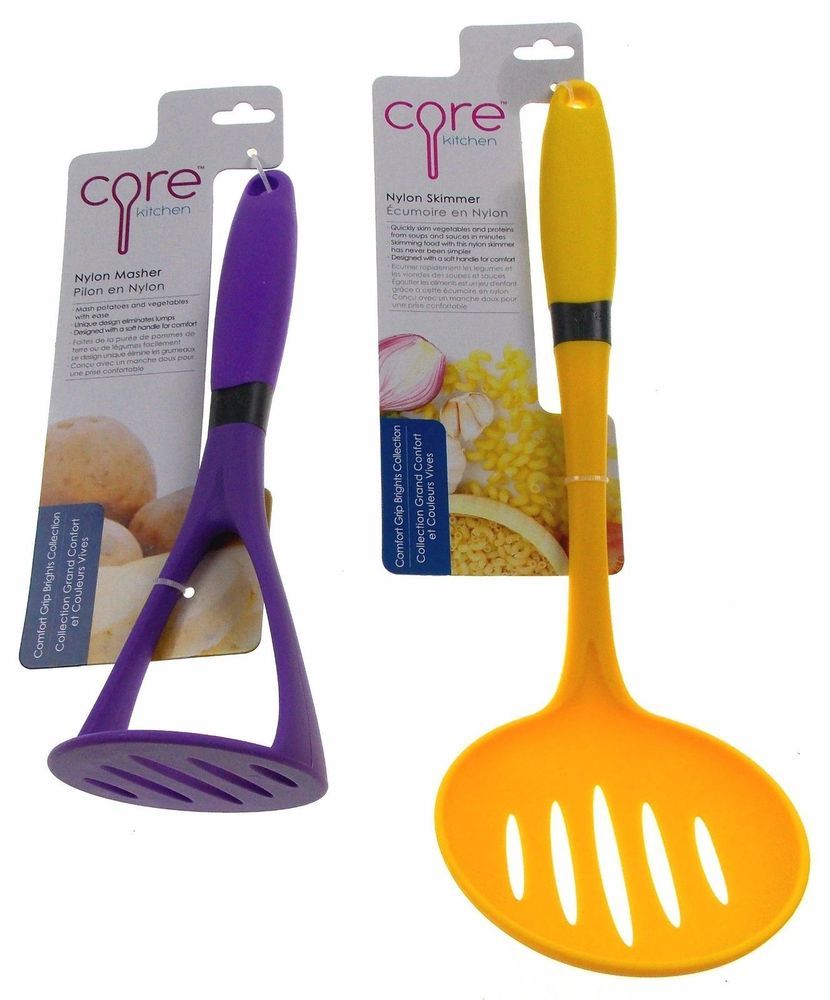 Set Of 3 Core Kitchen Purple Potato Masher Yellow Skimmer Green Turner Cool Kitchens Cookware And Bakeware Kitchen Design Pictures