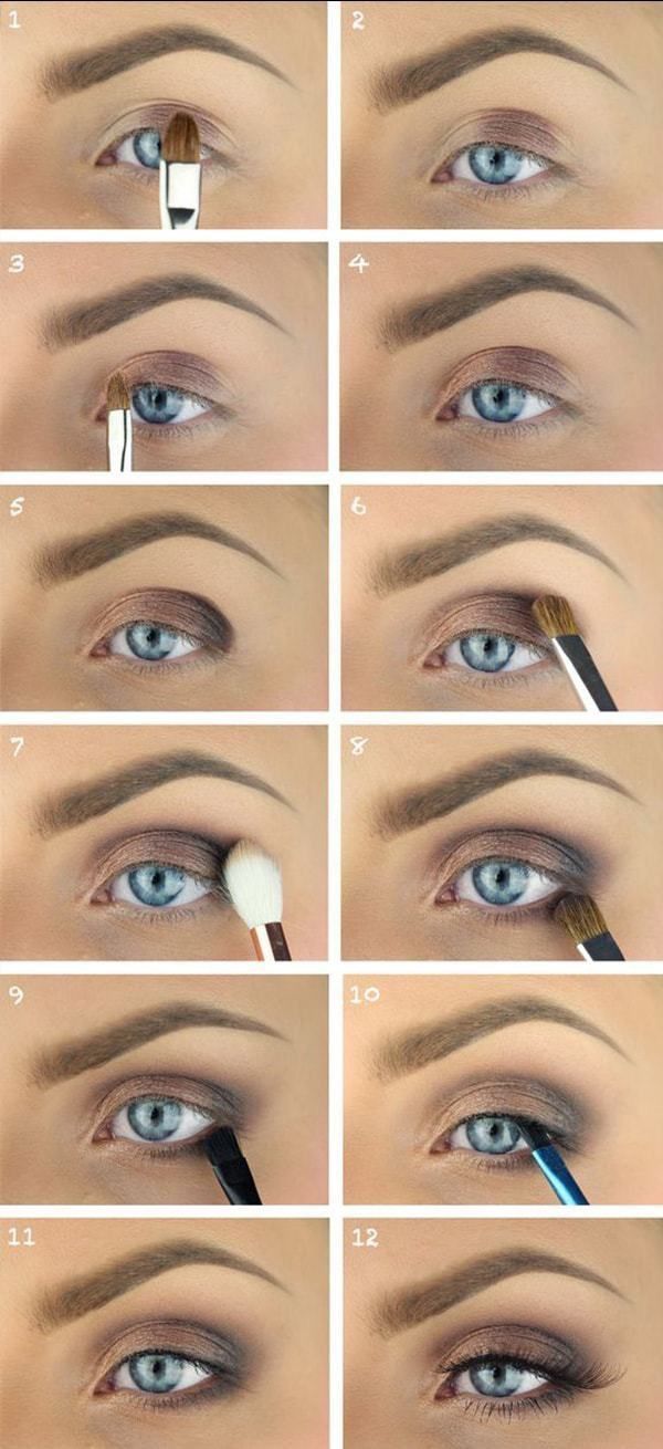 Nackter brauner Lidschatten für blaue Augen
