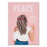 Modern peace trendy girly fashion illustration poster | Zazzle.com