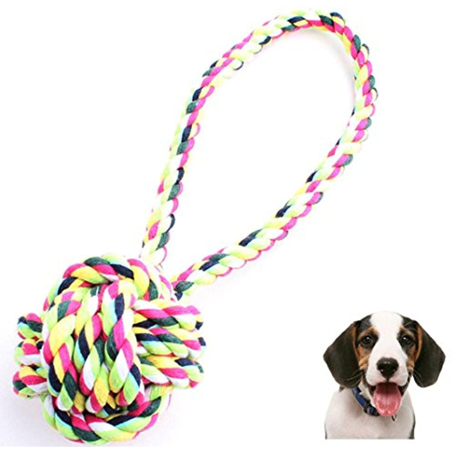 Kim88 Dog Throw Tug Pull Chew Toy Ball Rope New Dog Chew Toy Rope