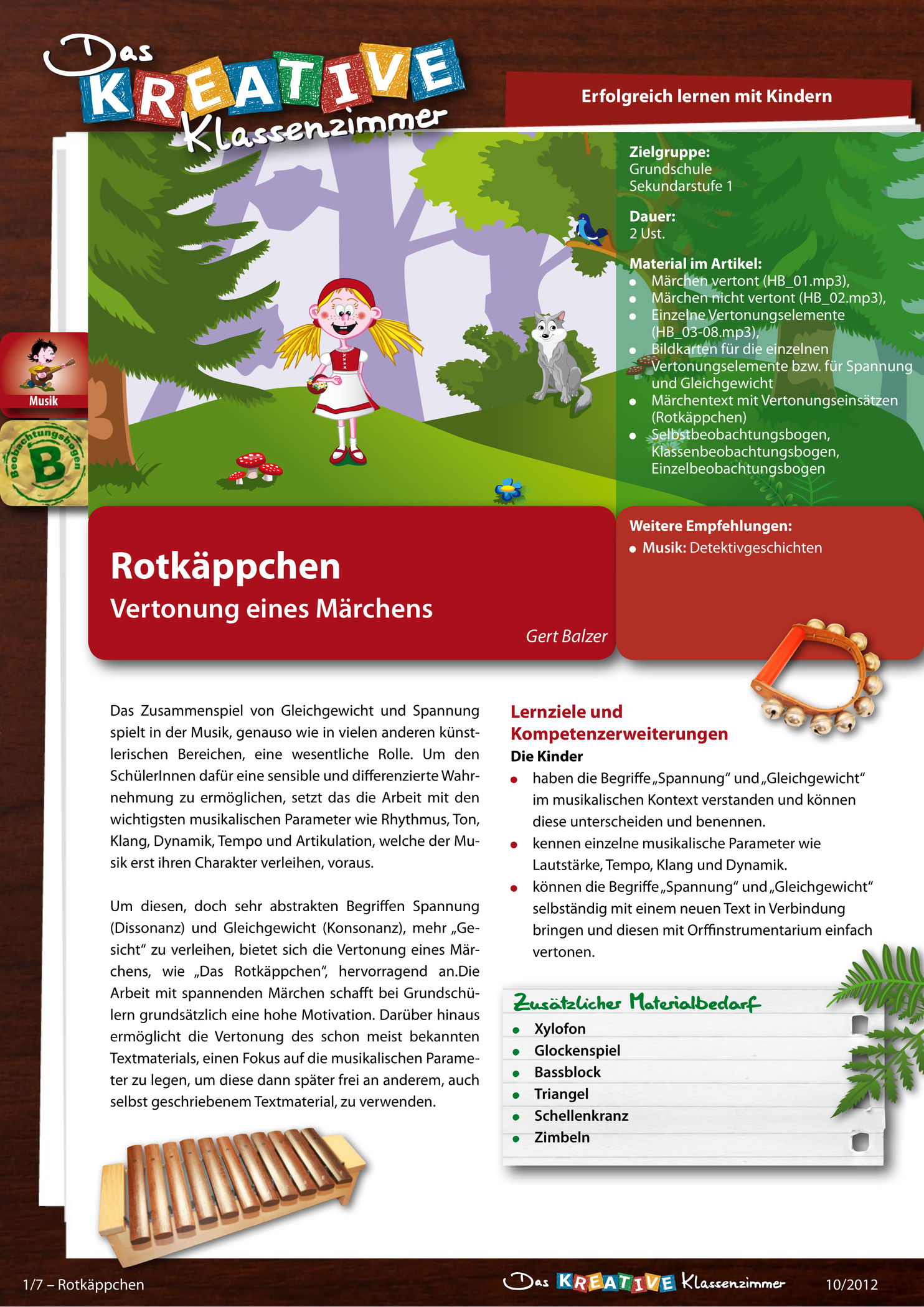 Rotkäppchen - Vertonung eines Märchens | Märchen grundschule