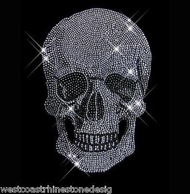 XL STRASSSTEINE TOTENKOPF SKULL PIRAT SCHÄDEL BÜGELBILD HOTFIX APPLIKATION BEINE