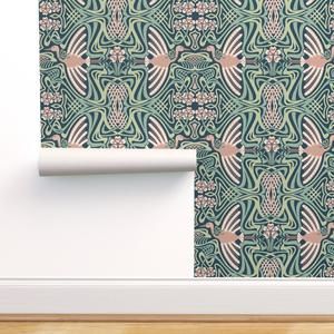 Black And White Art Deco Peel And Stick Wallpaper Geometric Etsy Wallpaper Bedroom Feature Wall Black And White Wallpaper Master Bedroom Wallpaper