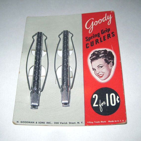 Vintage Set Of 2 Goody Spring Grip Curlers On Original Card With Vintage Set Of 2 Goody Spring Grip Curlers On By Grandmothersattic 6 95