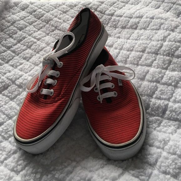 black vans with red stripe