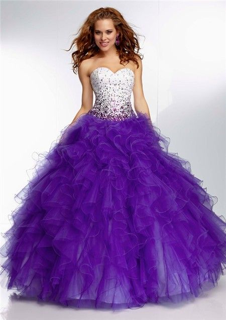 Purple Ruffle Prom Dress