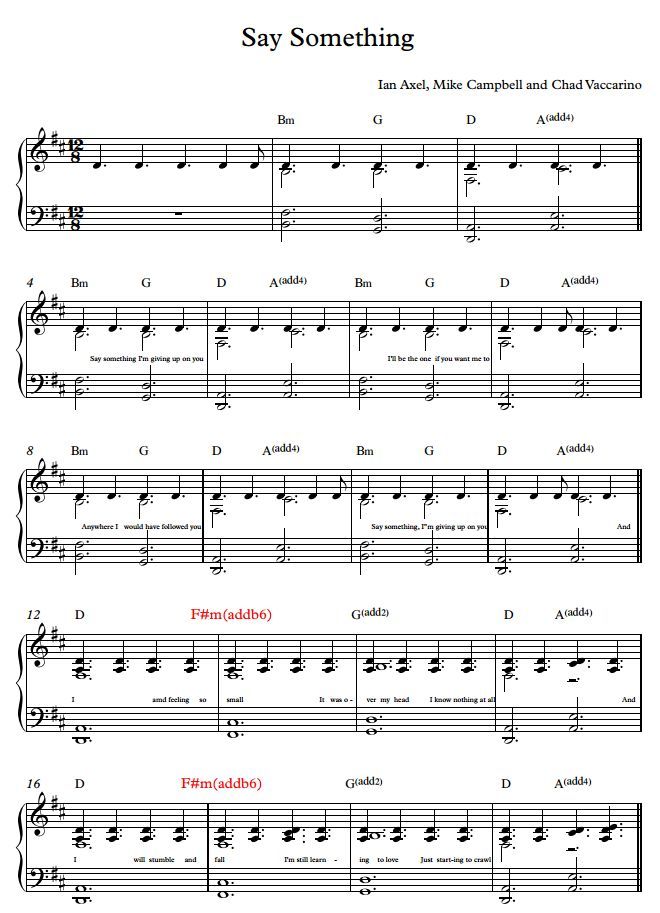 All Music Chords sheet music for say something : Say something sheet music Sheet Music and Piano Tutorial | ntl ...