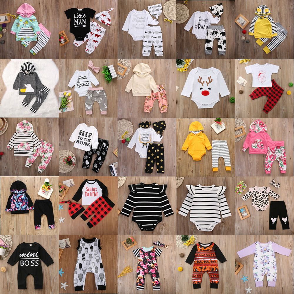 2pcs Newborn Toddler Infant Baby Boy Girl Clothes T-shirt Tops+Pants Outfits Set