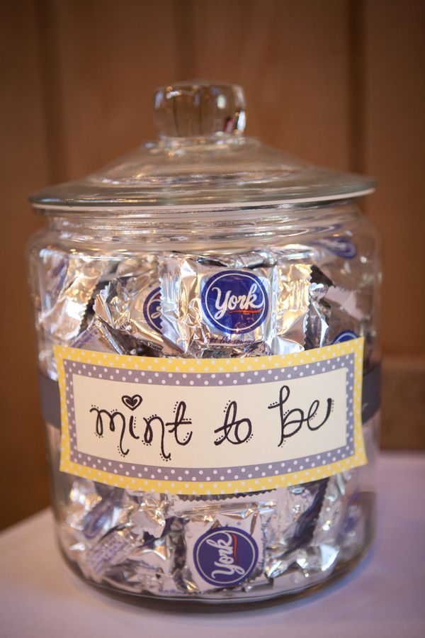 Mint To Be On A Jar Of York Peppermint Patties For Wedding Guests