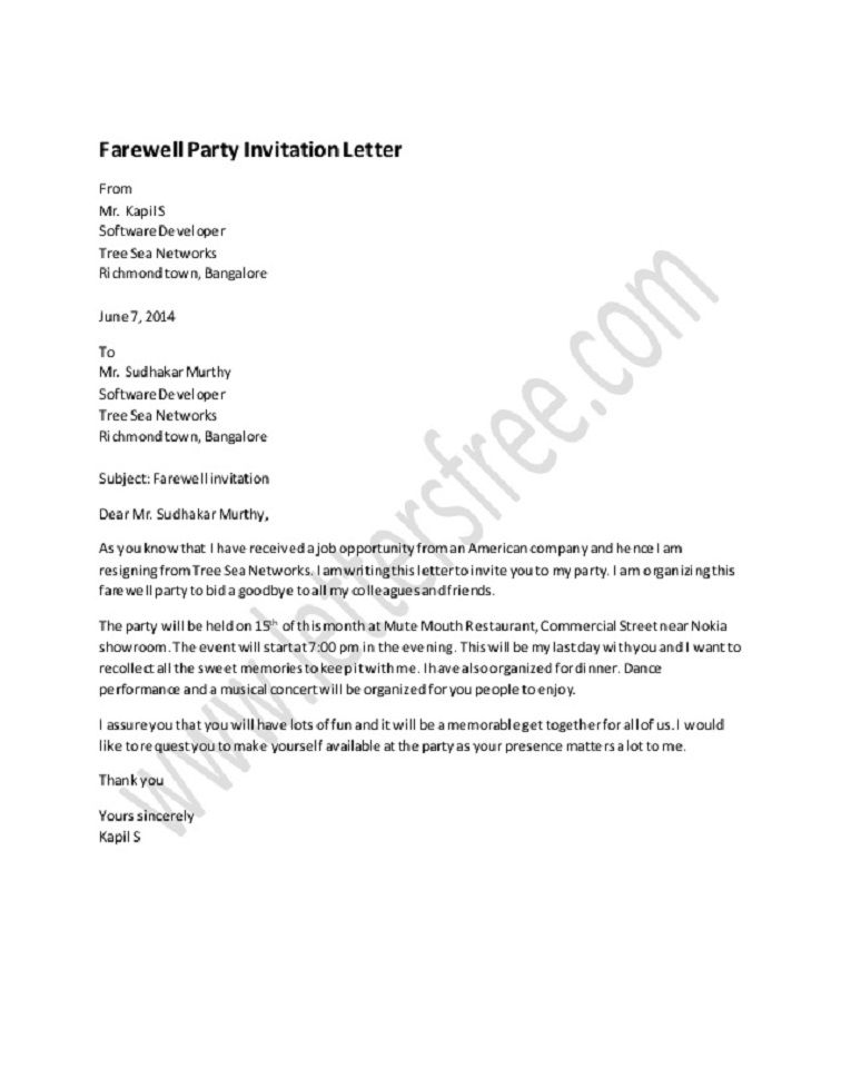 farewell party invitation letter in 2019 farewell party send off party invitation letter