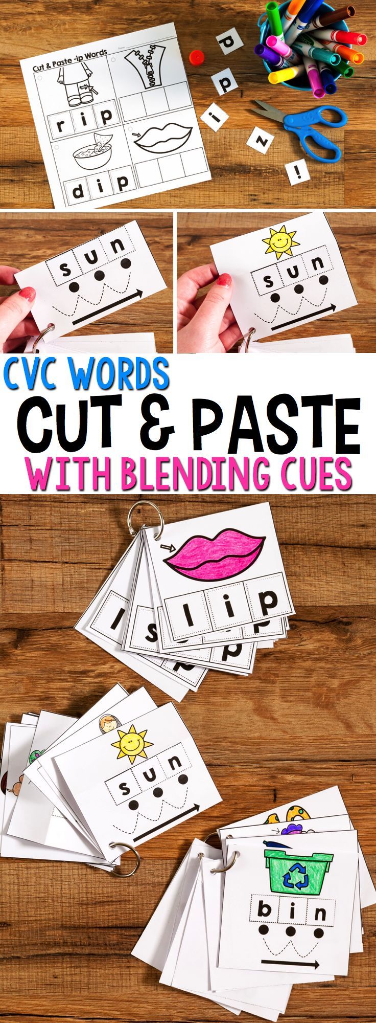 worksheet Segmenting Worksheets cut and paste cvc phonics cards includes blending cues fun a kindergarten activity that engages learners in segmenting words students glue